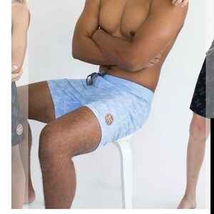Men's Light Blue Swim Trunks - Branded Casual Swim Shorts